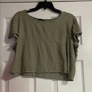 American Eagle Olive Striped Crop Top